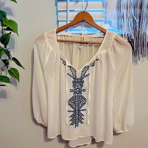 Woman’s sheer long sleeve blouse. MUDD SIZE M.